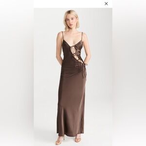 LIONESS - ABOUT A GIRL MAXI DRESS - SIZE M - CHOCOLATE BROWN